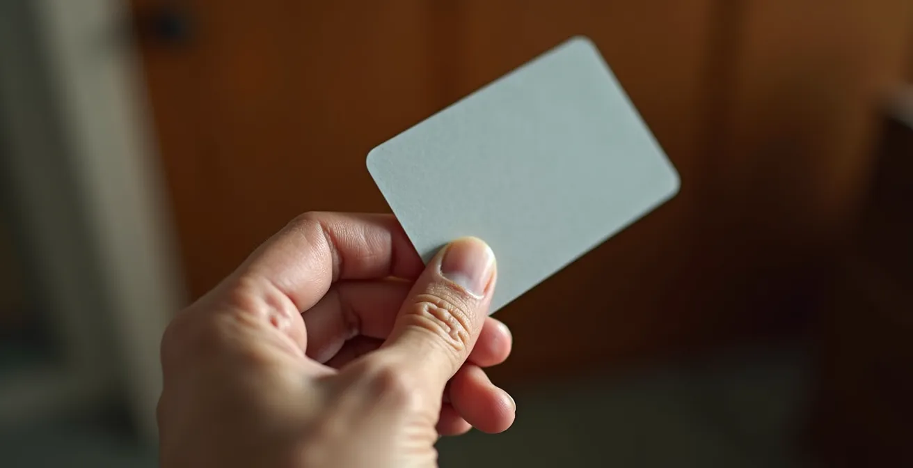 Main d'une personne âgée tenant une carte mobilité inclusion