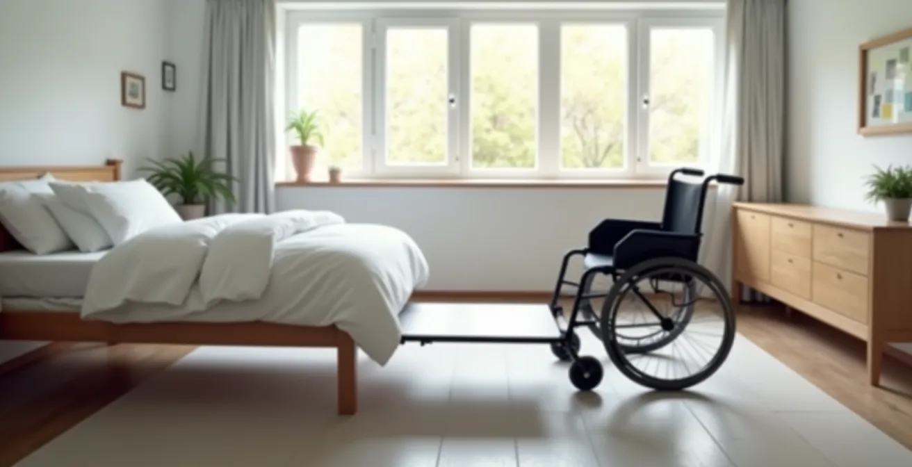 Démonstration d'utilisation d'une planche de transfert entre un lit médicalisé et un fauteuil roulant