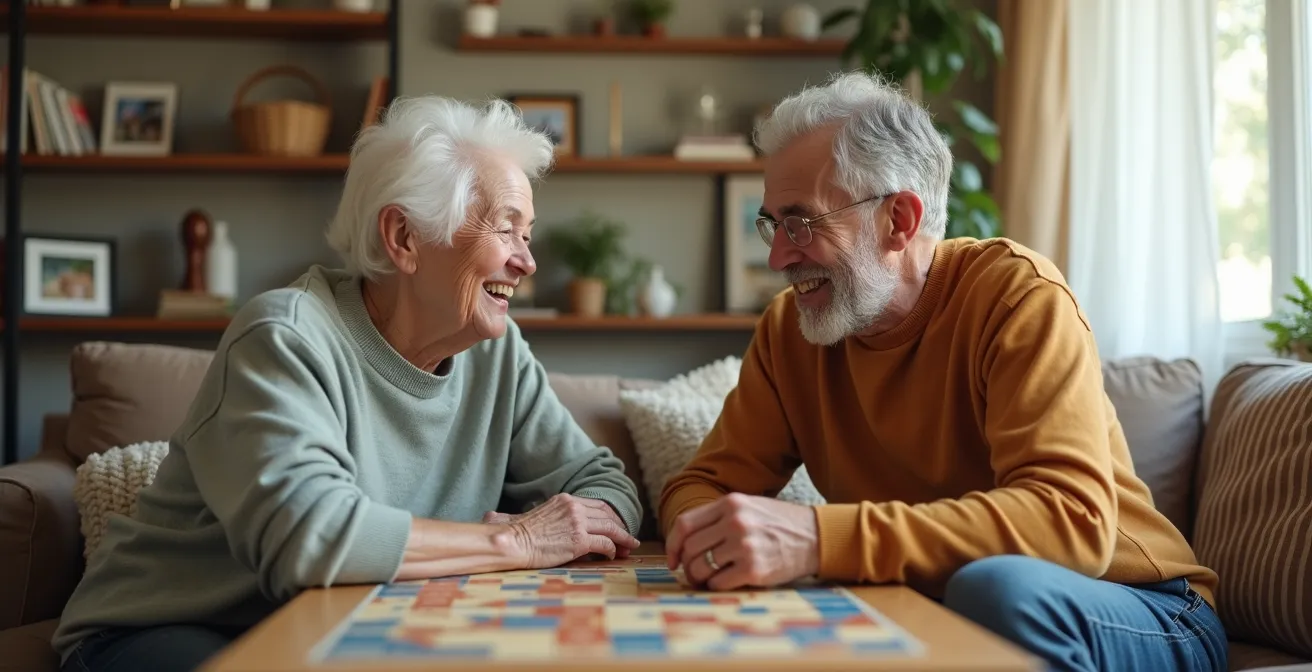 Bénévole partageant un moment de convivialité avec une personne âgée à son domicile
